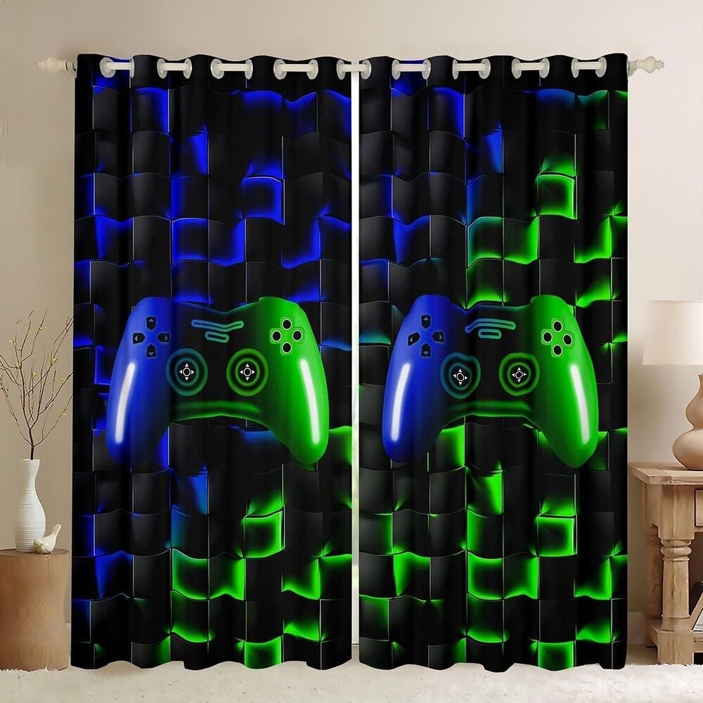 Gaming Blackout Curtains - Darkening Drapes for Kids, 42x54 inch NEW